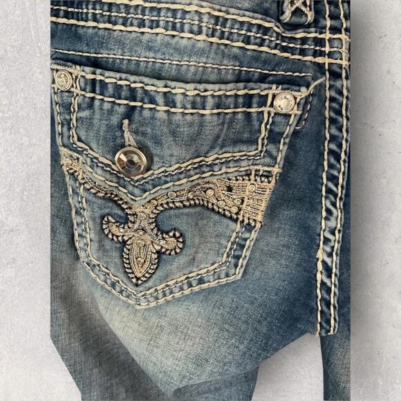 Rock Revival Daly Alt Women’s 26 Straight Leg Distressed Bling Denim Jeans - Picture 11 of 14